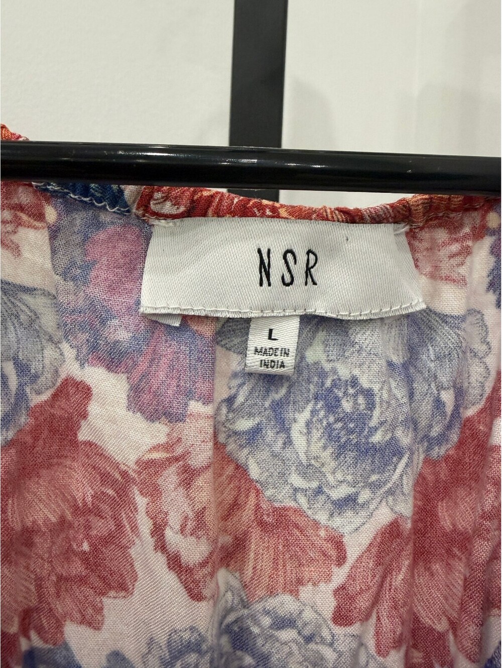 NSR Floral Midi Dress with Front Tie Detail, Size Large - Picture 6 of 8